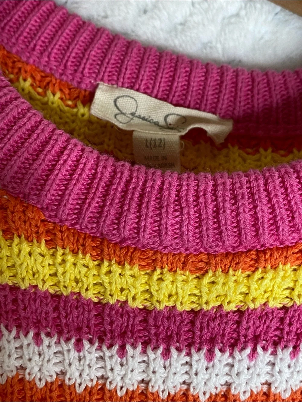 Jessica Simpson Hot Pink Yellow & White Striped Sweater Knit Tank and Shorts Set
